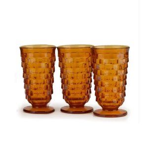 Indiana Colony Whitehall Harvest Gold Flared Iced Tea Glasses Set of 3